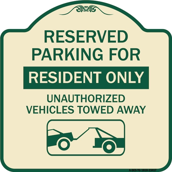 Parking Lot Reserved Parking for Residents Only Unauthorized Vehicles Towed Away Wit, TG-1818-23417
